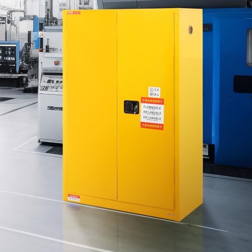 VEVOR Flammable Cabinet, 45 Gal, 18" x 43" x 65", Yellow - Image 2