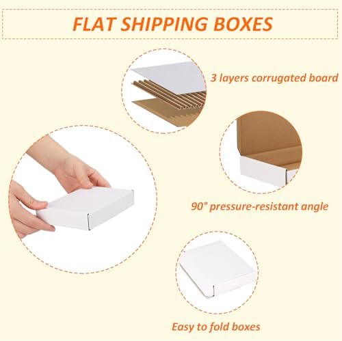 HORLIMER 6x4x1 Shipping Boxes Set of 100, White Corrugated Cardboard Mailer Box for Packing Small Business - Image 3
