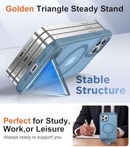 Temdan Magnetic Compatible with iPhone 12 Pro Max Case, [Built-in Invisible Kickstand][Compatible with MagSafe][Military Grade Shockproof] Slim Translucent Matte Phone Case for iPhone 12 Pro Max 6.7" - Image 3