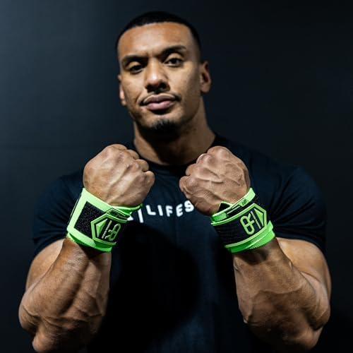 PR Personal Record Heavy Duty Premium Wrist Wraps, More Elasticity, Reinforced Stitching, Extra Wide Strap, Strong Thumb Loop, Larry Wheels Weightlifting Wraps - Image 6