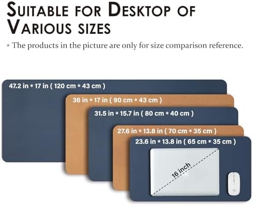 Cork Desk Mat - Dual-Sided Desk Pad for Office and Home - Desk Organization and Accessories - Ideal for Large Mouse Pad and Desk Mats on Top of Desks(Dark Blue,90cmx 43cm) - Image 5