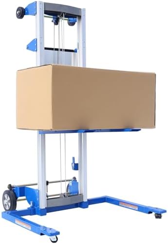 Material Lift Winch Stacker, 1.97"-70" Height Range, 500 lbs Capacity, 42.90"L x 43.30"W, Adjustable Straddle Hand Winch Lift Trucks for Warehouse, Factory by ELOMBR