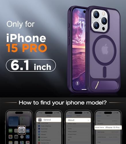 Temdan Magnetic Compatible with iPhone 15 Pro Case, [Built-in Invisible Kickstand][Compatible with MagSafe] [Military Grade Shockproof] Slim Translucent Matte Phone Case for iPhone 15 Pro 6.1" - Image 2