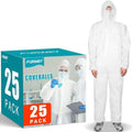 FURWEY Hazmat Suits 25 Pack Disposable Coveralls, with Elastic Wrists, Ankles, Available in 5 sizes by FURWEY
