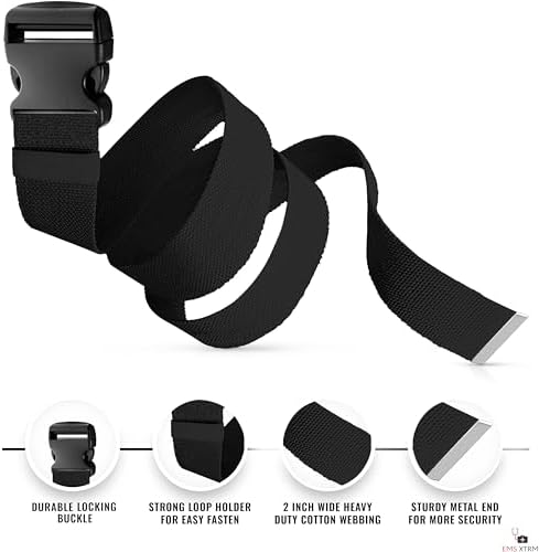 EMS XTRM Gait Belts for Seniors, Belt to Lift Elderly Standing Assist Aid Quick Release Buckle for Caregivers, Nurses, Home Health Aides, Physical Therapists (Plastic Buckle - Black) - Image 3