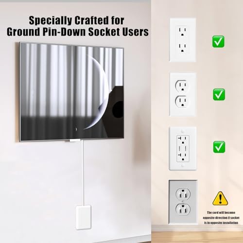 CABOCASA 8FT Flat Plug Extension Cord Power Strip 3 Outlets White Upward - Image 5