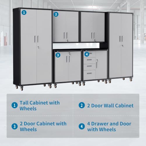 6-Piece Garage Storage Cabinets System Heavy Duty Workshop Set - Image 4