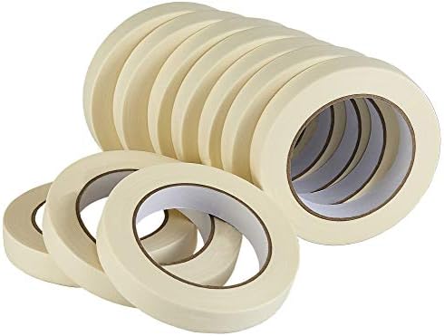 Lichamp Masking Tape 10 Pack General Purpose Beige White Color, 0.75 inch x 55 Yards x 10 Rolls (550 Total Yards), for Painting, Home, Office, School Stationery, Arts, Crafts etc. (3004) by Lichamp