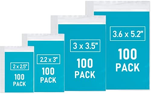 Small Plastic Bags, 400 PCS Mini Baggies, 4 Assorted Sizes by WOWDING