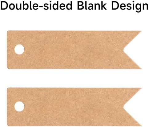 G2PLUS 100PCS Mini Kraft Paper Gift Tags with String, 2.8 x 0.8 in Blank Paper Present Tags, Brown Hang Tags with Jute Twine for DIY Arts & Crafts, Businesses, Wedding, Christmas Party Favors - Image 3