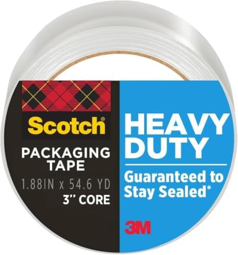 Scotch Heavy Duty Packing Tape, Clear | 1.88 in. x 54.6 yd. | For Shipping | 1 Roll, Pack of 12 by ScotchBrand