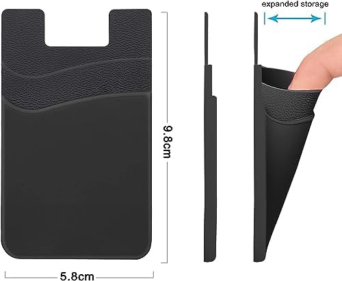 SS Card Holder for Phone Case, Phone Wallet Stick on Adhesive Silicone Cell Phone Pouch Suitable for iPhone Samsung Galaxy Any Smartphone 3 Pack - Image 5