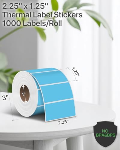 iEager 2.25x1.25 Inch Thermal Labels, Blue Durable Thermal Printer Stickers, Self-Adhesive Rectangle Shipping Label Printer Sticker for Barcode, Name, Address, 1000 Labels/Roll - Image 2