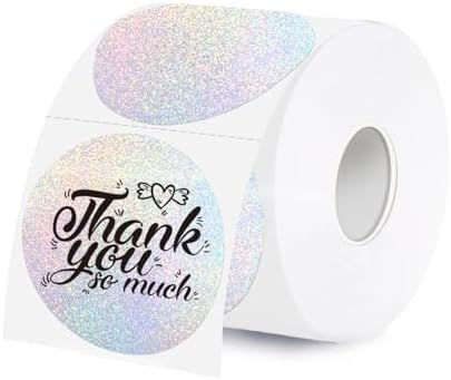 2 Inch Holographic Thermal Labels,Sliver Round Thermal Printer Labels,Printable Round Thermal Printer Labels Self-Adhesive Direct Thermal Label(300 Labels/Roll Sliver) by Unknown