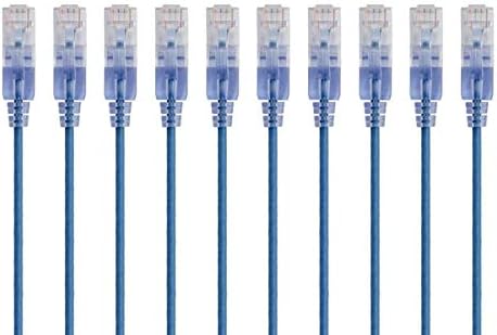 Monoprice Cat6A Ethernet Patch Cable - 10-Pack, Snagless RJ45, 550Mhz, 10G, UTP, Pure Bare Copper Wire, 30AWG, 20 Feet, Black - SlimRun Series - Image 2