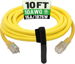 POWGRN 10 Ft 10AWG Outdoor Extension Cord, Yellow by POWGRN
