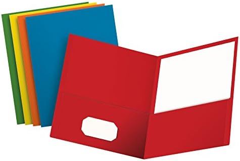 Oxford 2 Pocket Folders, Textured Paper, Assorted Colors (Light Blue, Red, Yellow, Orange, Green), Letter Size, 50 Per Box by Oxford