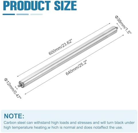 MECCANIXITY Stainless Steel Conveyor Roller 1.5" Diameter 24" Length Gravity Transmission Replacement Part Galvanized End (Silver) - Image 2