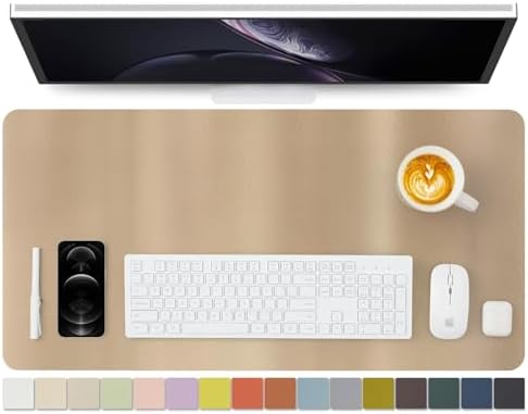HOMIEAZICOZI Leather Desk Mat - Non-Slip PU Pad for Office and Home Organization Accessories Ideal Large Mouse Mats on Top of Desks (Champagne Gold,31.5''x 15.7'') (DPD-CG-M) by HOMIEAZICOZI