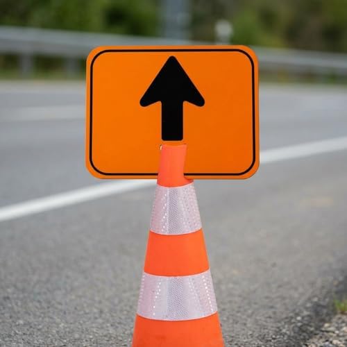 Geetery 6 Pcs Traffic Arrow Orange Detour Signs, Go Straight - Image 5