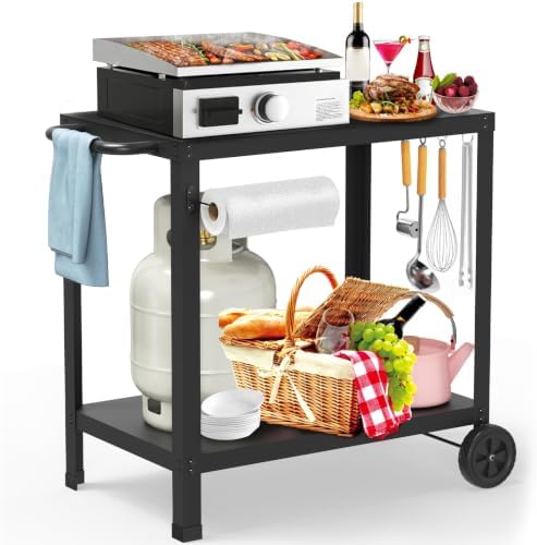 Yozoia Outdoor Grill Table for Blackstone Griddle, Grill Cart with Wheels by Unknown