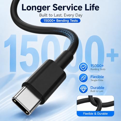 chcela 60W USB C to C Cable 3 Pack 6FT PD 3.0 Fast Charging Cord -Black - Image 3