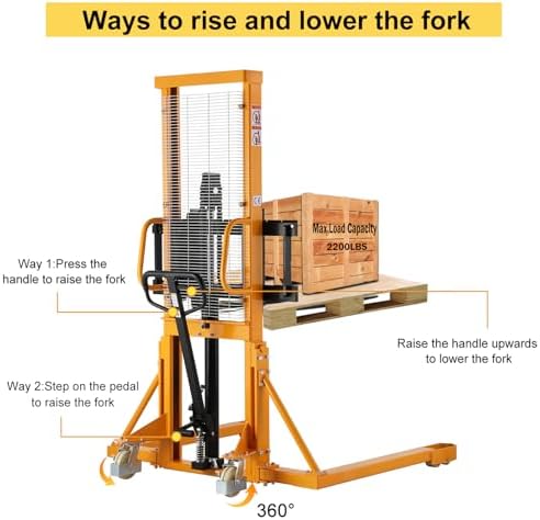 APOLLOLIFT Manual Pallet Stacker 2200lbs Capacity 63" Lift Height - Image 5