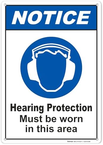 Brimar - 7" x 10" - Hearing Protection Must Be Worn Sign - .055″ Polyethylene Plastic - Bold Text - Easy Installation by BrimarIndustries