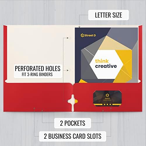 Better Office Products Two Pocket Portfolio Folders, 50-Pack, RED, Letter Size Paper Folders, 50 Pieces, Red - Image 2