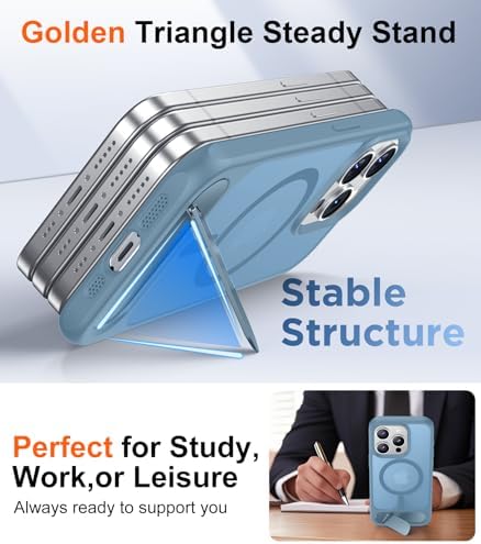 Temdan Magnetic Compatible with iPhone 15 Pro Case, [Built-in Invisible Kickstand][Compatible with MagSafe][Military Grade Shockproof] Slim Translucent Matte Phone Case for iPhone 15 Pro 6.1" - Image 4