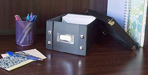 Snap-N-Store Index Card Holder Storage Box - Collapsible Organizer Box fits 1100 Flash Cards - Business, Recipe, or Note Card - 4 x 6, 1 Pack, Black - Image 2