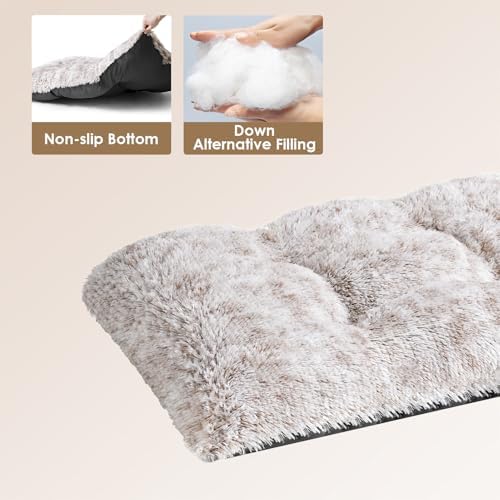 EHEYCIGA Fluffy Dog Crate Bed, Plush Extra Large Dog Pillow, Brown - Image 2