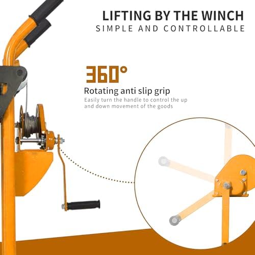 Tory Carrier Winch Stacker Material Lift Dolly 330lbs, 40.5" Max Lift - Image 6