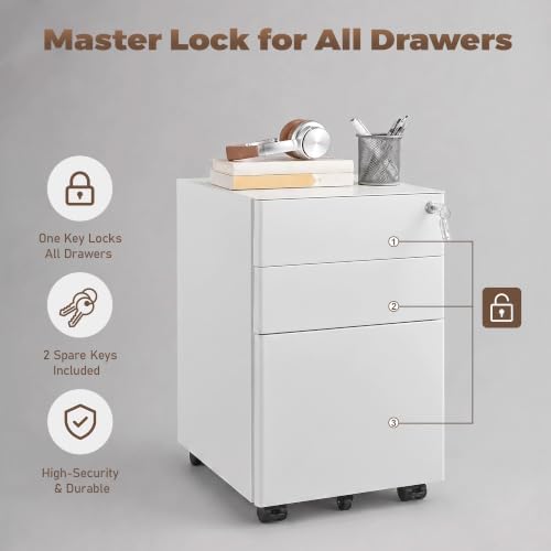 Guizeeopo Fully Assembled 3 Drawer File Cabinets for Home Office - Image 7