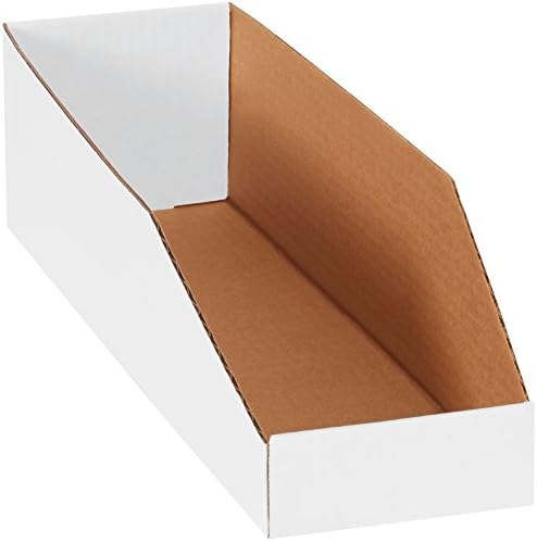 Tape Logic TLBINBWZ518 Open Top Bin Boxes, 5" x 18" x 4-1/2", White (Pack of 50) by TapeLogic
