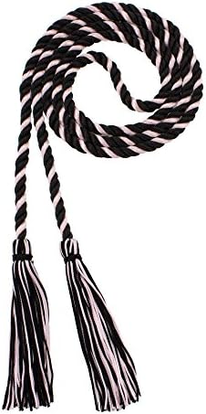 Tassel Depot Graduation Honor Cord - Black/Light Pink - Every School Color Available - Made In Usa by TasselDepot