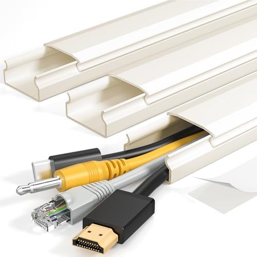 Yecaye TV Cord Hider, 42in Cord Cover Wall Mounted, W1.18in H0.6in, Beige by Yecaye