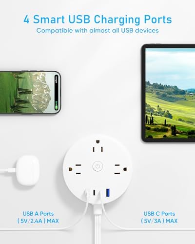 10FT 2 Prong Power Strip, Yozisital 2 Prong to 3 Prong Outlet Adapter - Image 5