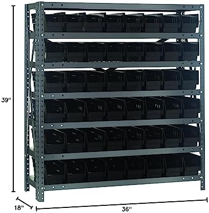 Quantum Storage Systems 1839-103BK Steel Shelving Unit with 4" Shelf Bins, 18" D x 36" W x 39" H, Black - Image 2