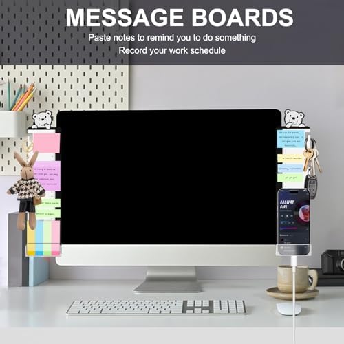 Office Desk Accessories 2pcs Monitor Memo Board Computer Message Board - Computer Side Panel Memo Creative Monitor Side Panel with Phone Holder Suitable for Office Home Desktop (with Grease Pencil) - Image 6