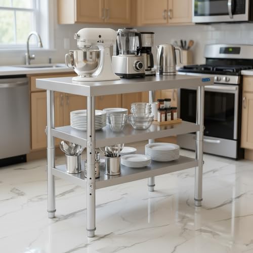 KUARBARR Stainless Steel Table Commercial Stainless Steel Prep Table 18 x 30 Inch, NSF Metal Commercial SS Kitchen Prep Worktable for Restaurant Kitchen Garage Warehouse - Image 2