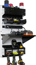 Wall Control Power Tool Storage Organizer Kit Cordless Drill Holder Charging Station Rack 16” x 32” Metal Pegboard Organization System (White Pegboard) by Wall+Control