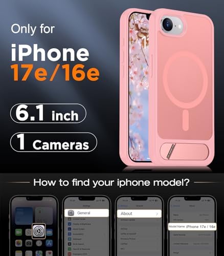 Temdan Magnetic Compatible with iPhone 17e Case & iPhone 16e Case,[Built-in Invisible Kickstand][Compatible with MagSafe][Military Grade Shockproof] Slim Translucent Matte Case for iPhone 16e/17e 6.1" - Image 2
