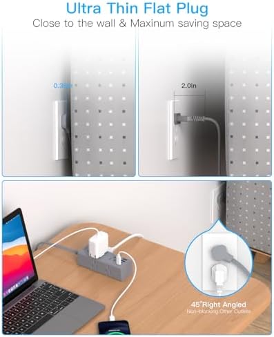 One Beat 5Ft Extension Cord with Multiple Outlets,Flat Plug Power Strip - Image 6