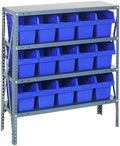 Quantum Storage Systems 1839-SB804BL Solid Heavy Duty 4 Shelves 15 STORE-MAX Blue Bins 39" H x 36" W x 18" D by QuantumStorageSystems