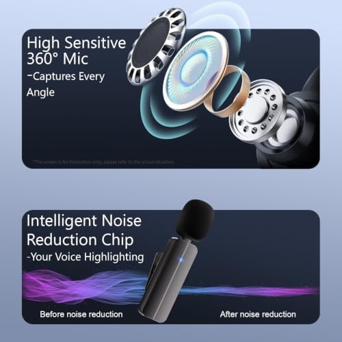 Bulatry 2-Pack Wireless Mini Lavalier Microphone for iPhone,Android Phone - 65ft Cordless Clip on Mics with Noise Reduction 6H Working Time for Video Recording - Image 4
