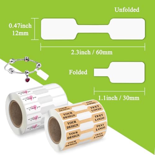 Custom 100-1000pack Thank You Price Tags Stickers,Jewelry Hang Tags Roll Stickers,Self Adhesive Jewelry Identification Labels for Necklaces Bracelets Rings (Rectangle) - Image 2