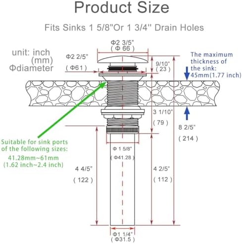 Bathroom Sink Drain Without Overflow Vessel Sink Drain Assembly,Lavatory Vanity Push Pop Up Drain Stopper Oil Rubbed Bronze,83606ORB. - Image 2