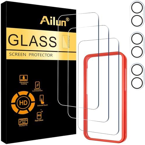 Ailun Screen Protector + Camera Lens Protector for iPhone 16, 3+3 Pack by Ailun