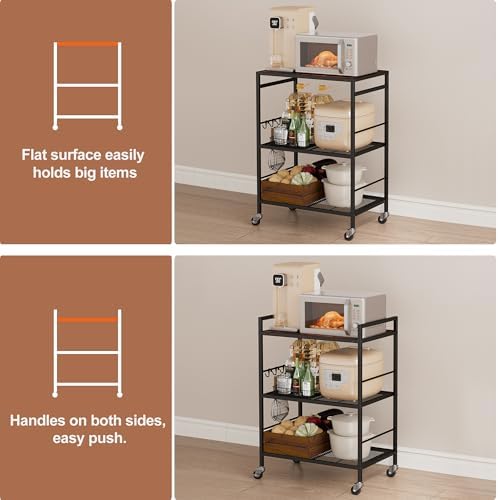 3 Tier Rolling Kitchen Microwave Cart, Utility Cart , Microwave Stand - Image 6